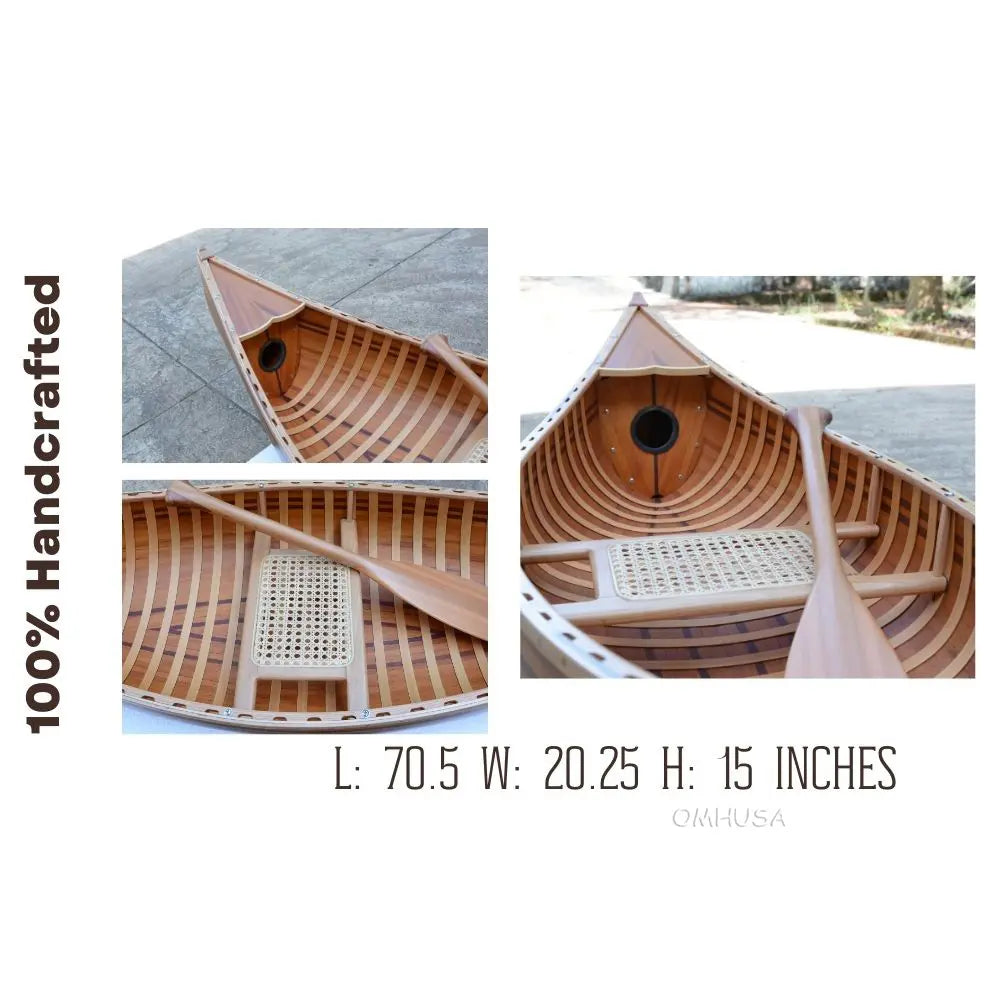 Wooden Canoe With Ribs Matte Finish 6 ft Display-Only