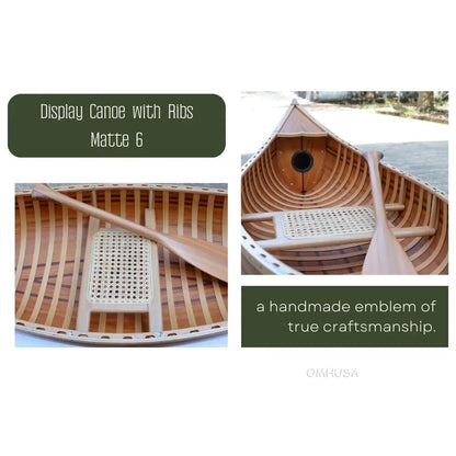 Wooden Canoe With Ribs Matte Finish 6 ft Display-Only