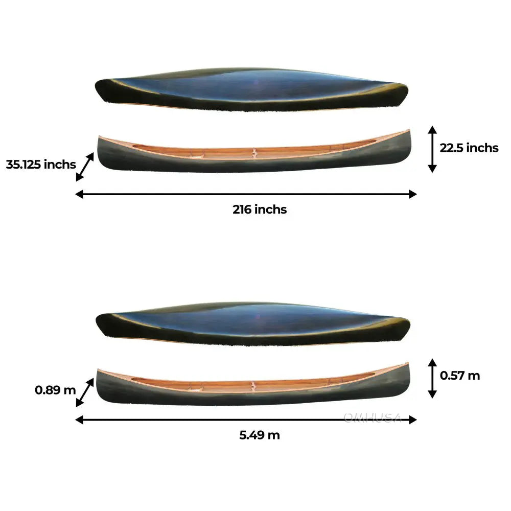 Wooden Canoe Dark Stained Finish 18 ft