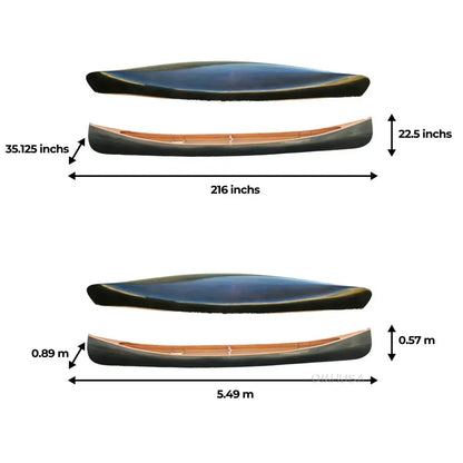 Wooden Canoe Dark Stained Finish 18 ft