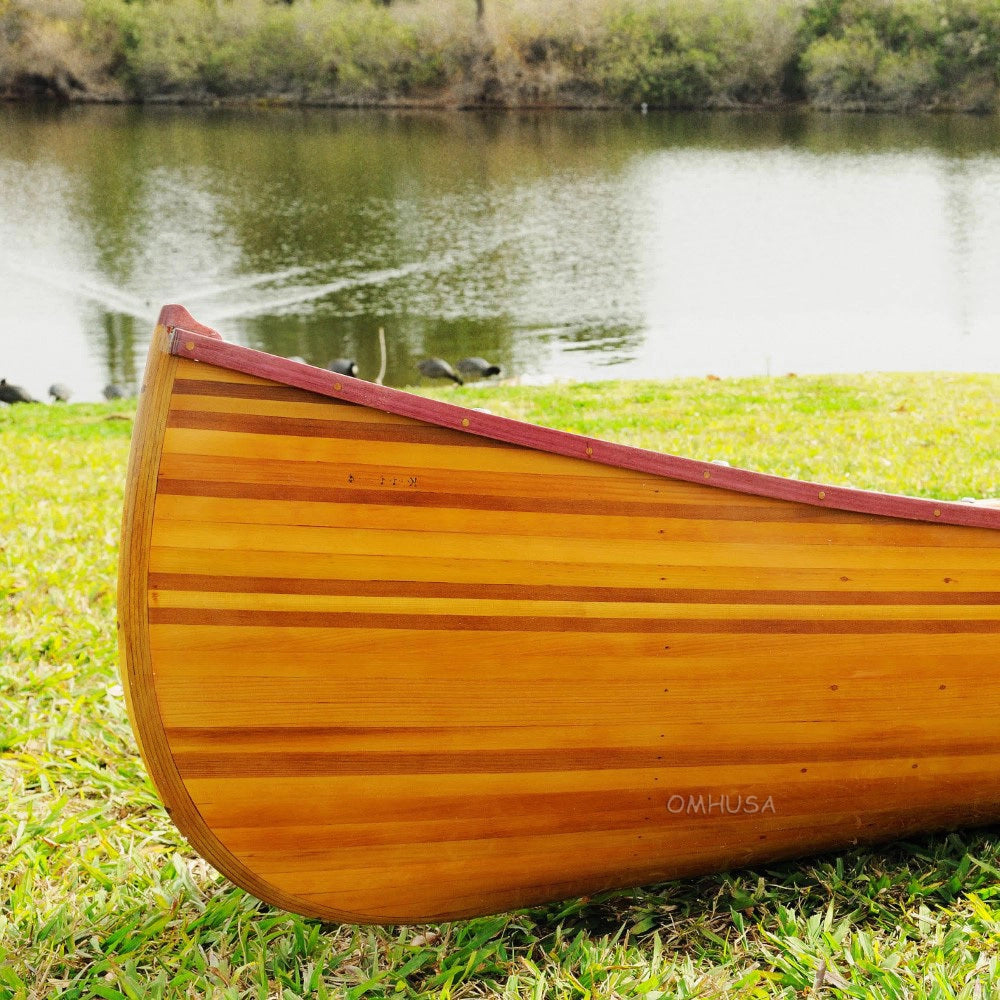 Wooden Canoe With Ribs Curved Bow 12 ft