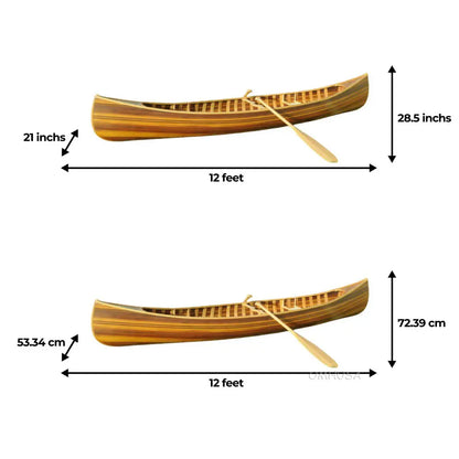 Wooden Canoe With Ribs Curved Bow Matte Finish 12ft