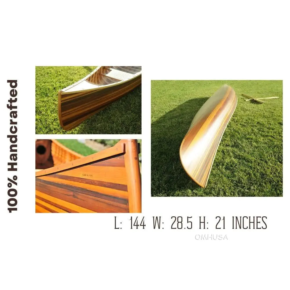 Wooden Canoe With Ribs Curved Bow Matte Finish 12ft