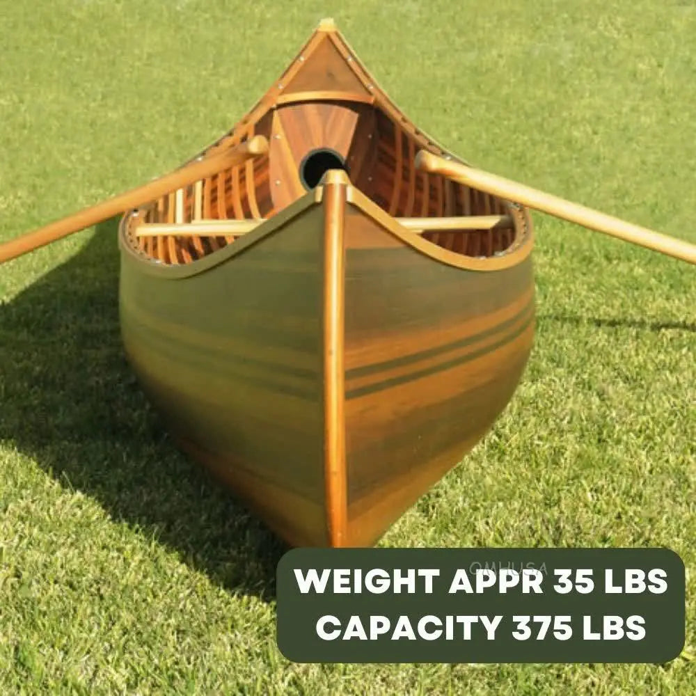 Wooden Canoe With Ribs Curved Bow Matte Finish 12ft
