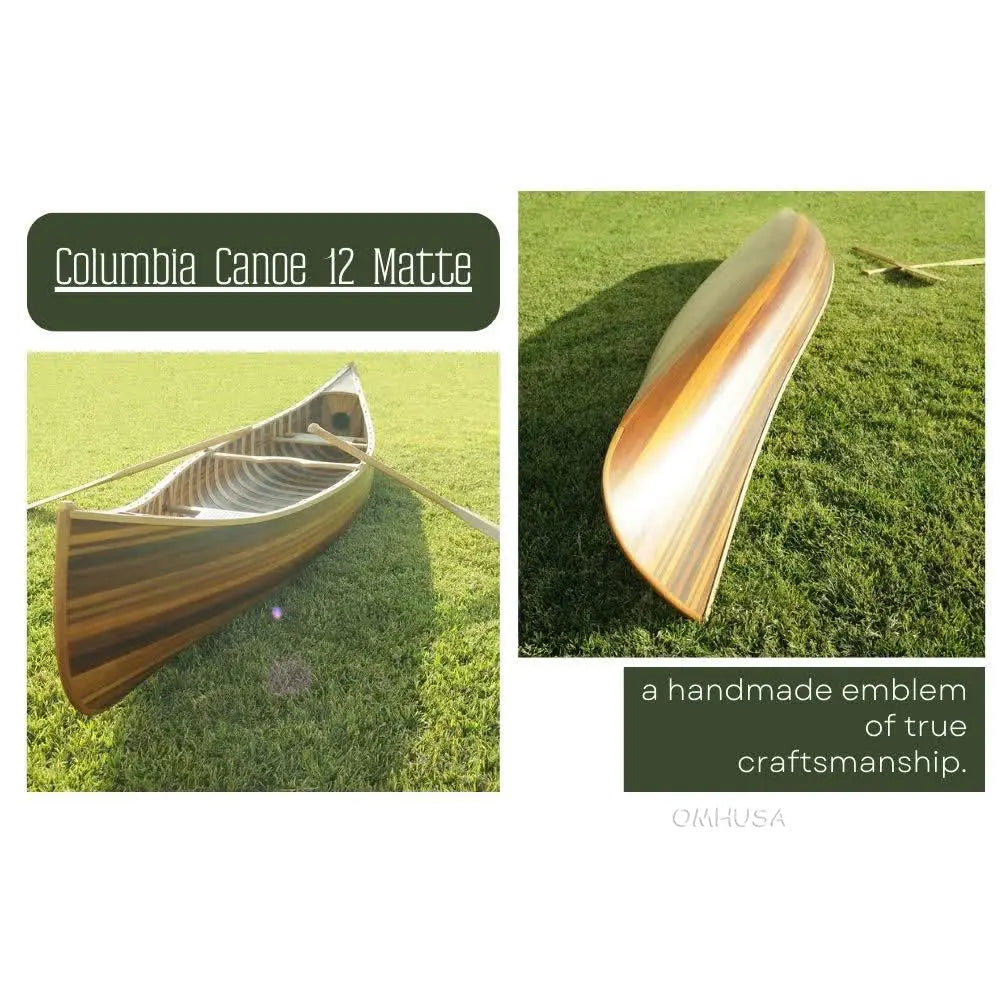 Wooden Canoe With Ribs Curved Bow Matte Finish 12ft