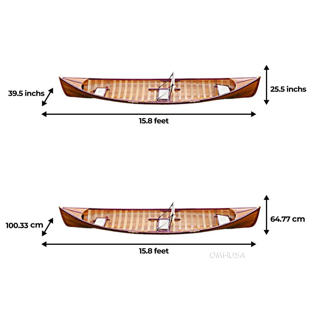 Traditional Wooden Canoe With Ribs