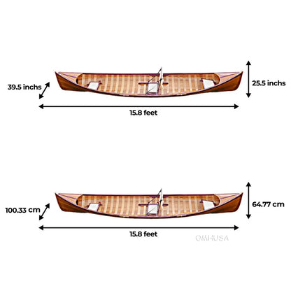 Traditional Wooden Canoe With Ribs