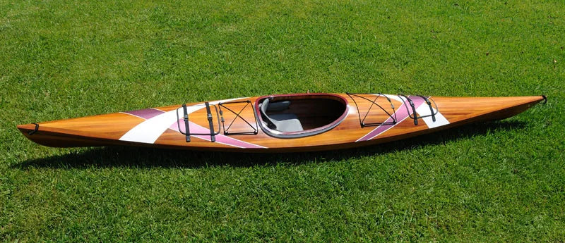 Wooden Kayak with White & Purple Ribbon 15 ft