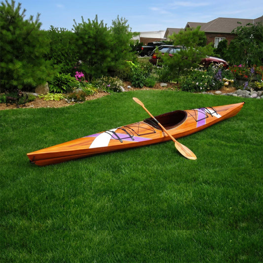 Wooden Kayak with White & Purple Ribbon 15 ft