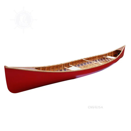 Canoë rouge en bois à clins 16 pieds