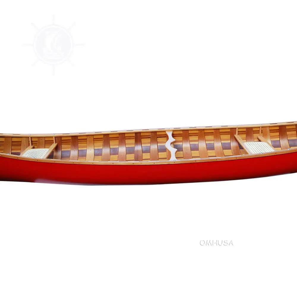 Red Wooden Canoe with Ribs 16ft