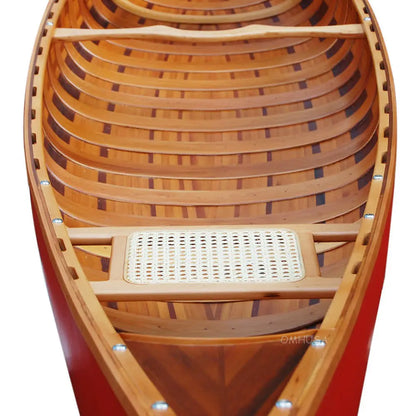 Red Wooden Canoe with Ribs 16ft