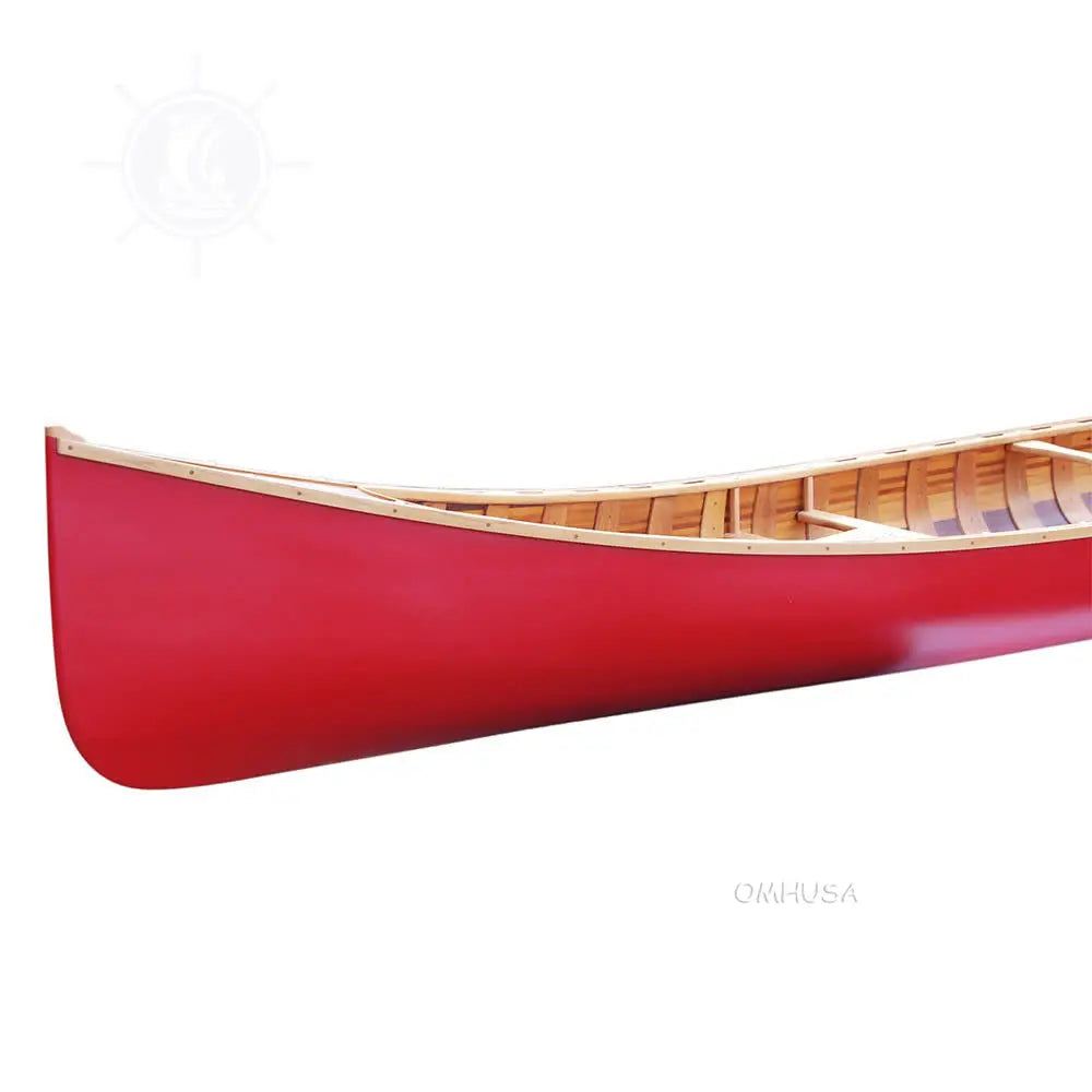 Red Wooden Canoe with Ribs 16ft