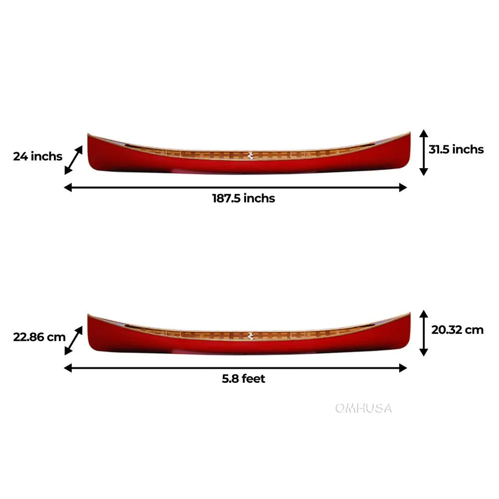 Red Wooden Canoe with Ribs 16ft