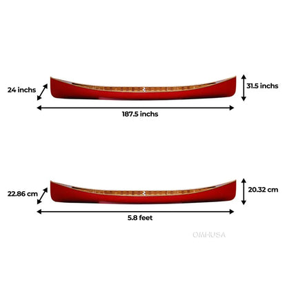 Red Wooden Canoe with Ribs 16ft