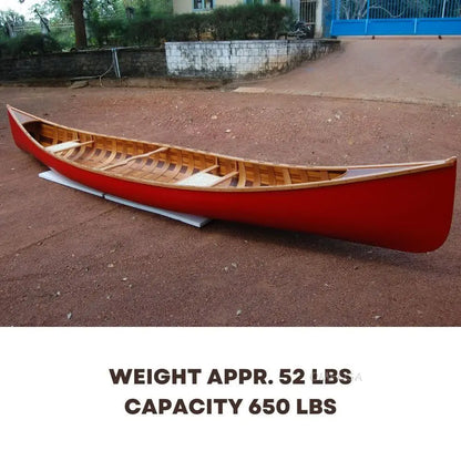 Red Wooden Canoe with Ribs 16ft