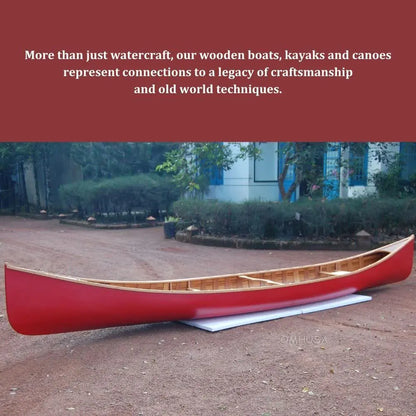 Red Wooden Canoe with Ribs 16ft