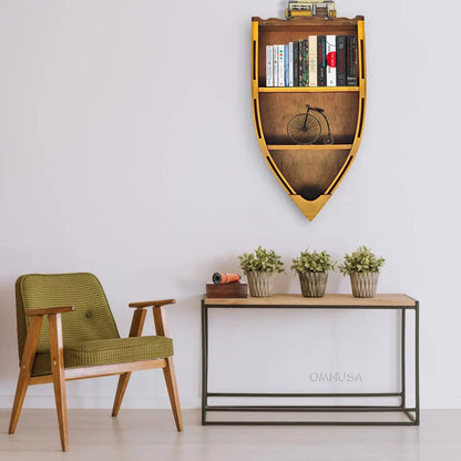 Wooden Canoe Book Shelf Small