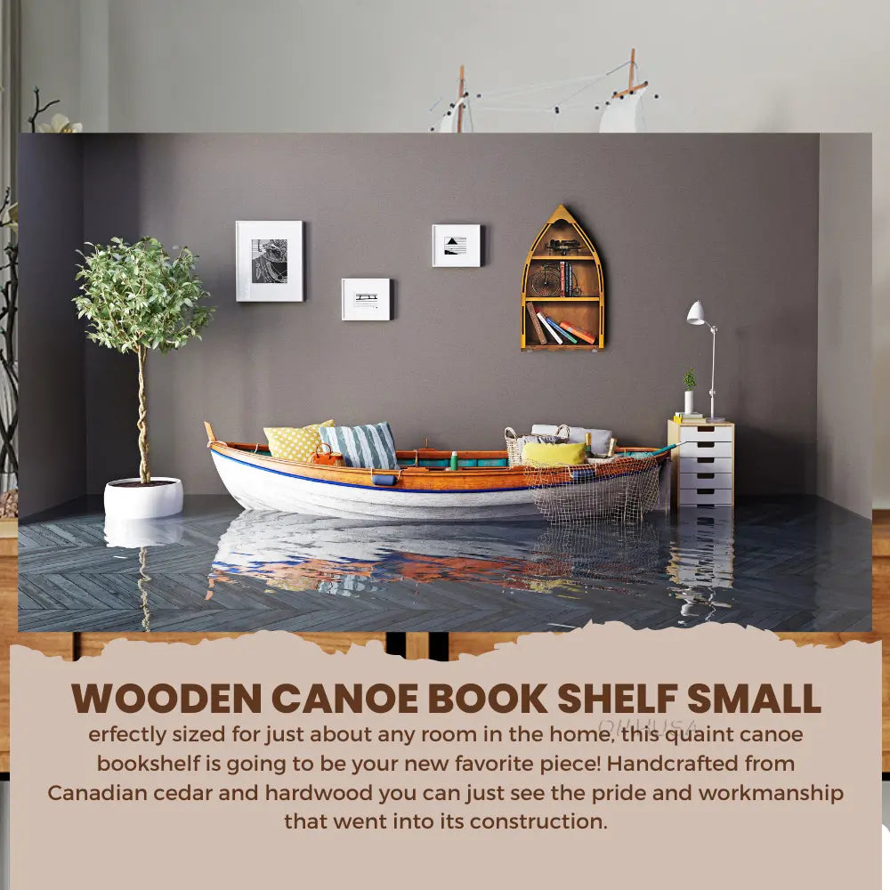 Wooden Canoe Book Shelf Small