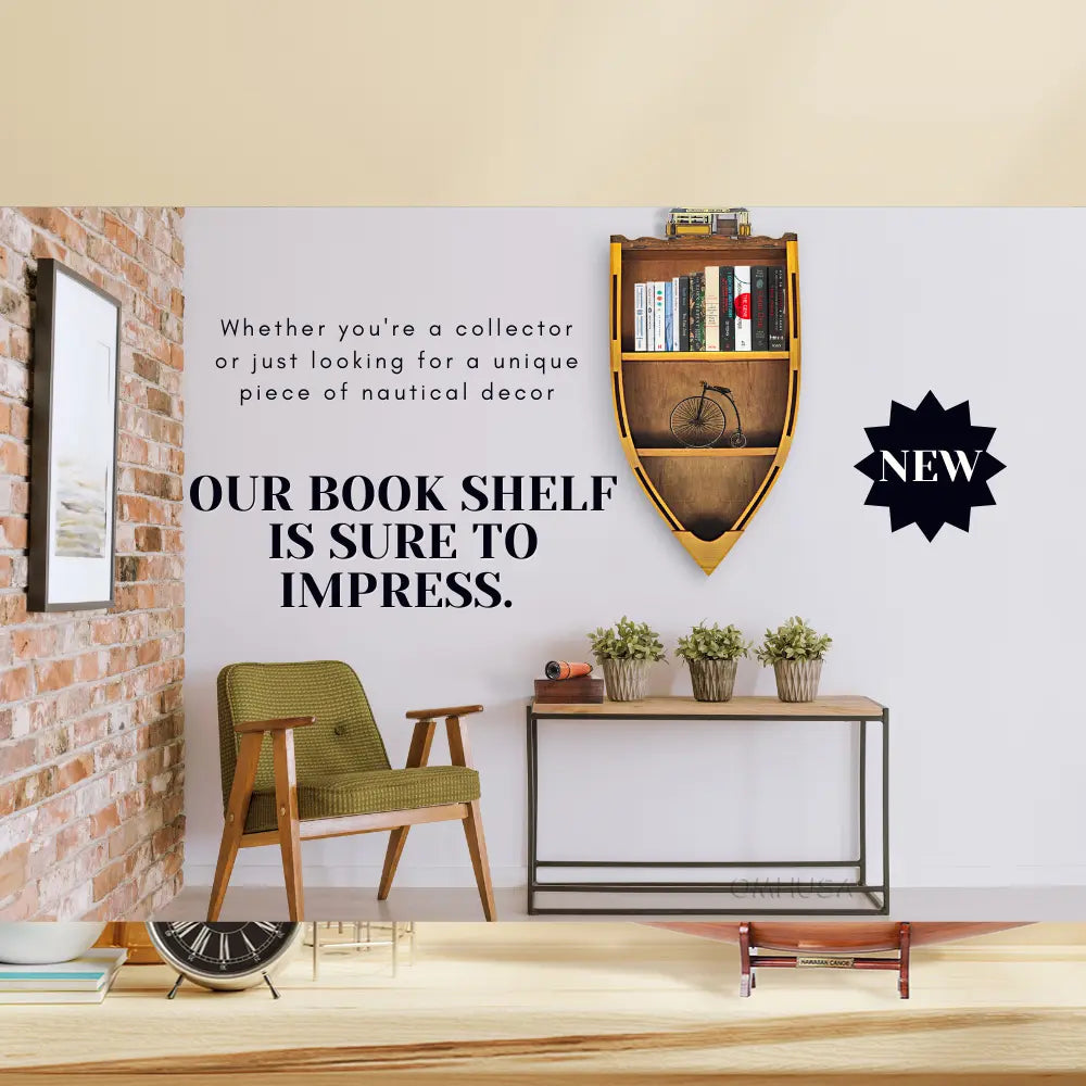 Wooden Canoe Book Shelf Small