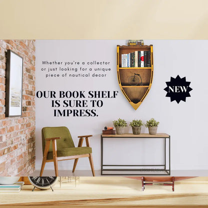 Wooden Canoe Book Shelf Small