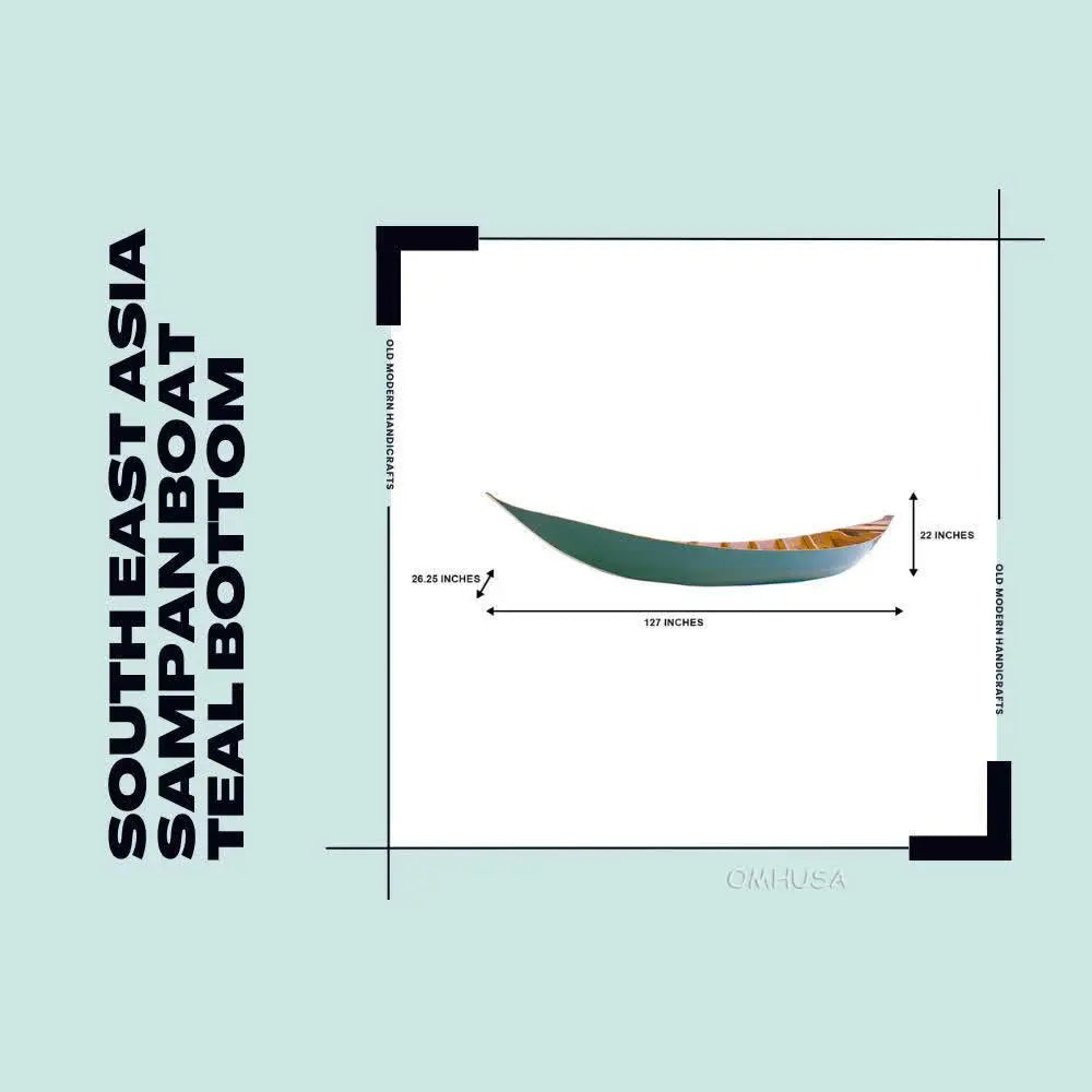 South East Asia Sampan Boat Teal Bottom Thuyen Ba La Tam Ban
