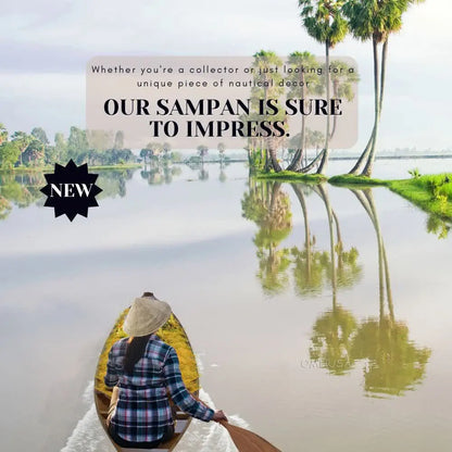 South East Asia Sampan Boat Teal Bottom Thuyen Ba La Tam Ban
