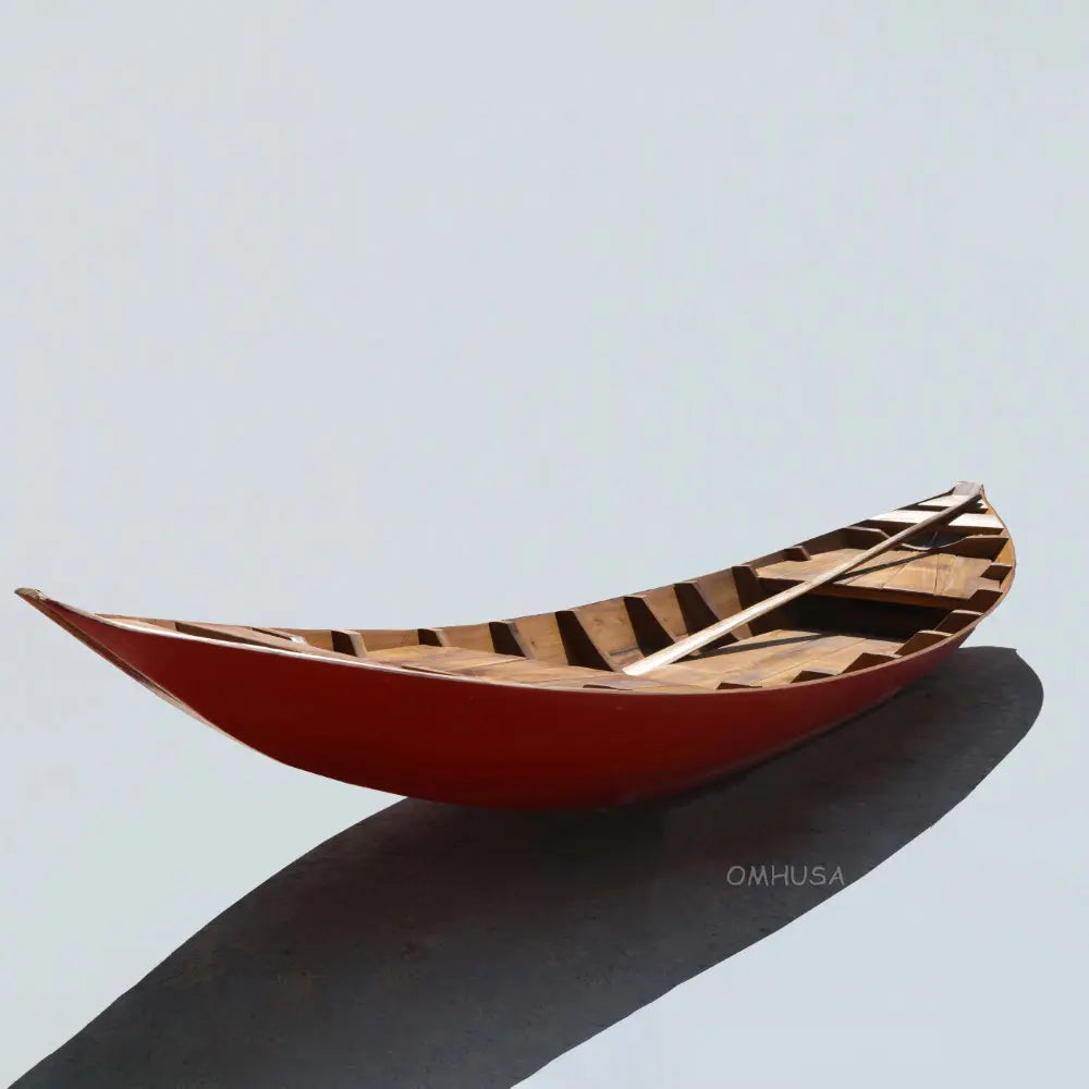 South East Asia Sampan Boat Red Bottom Thuyen Ba La Tam Ban