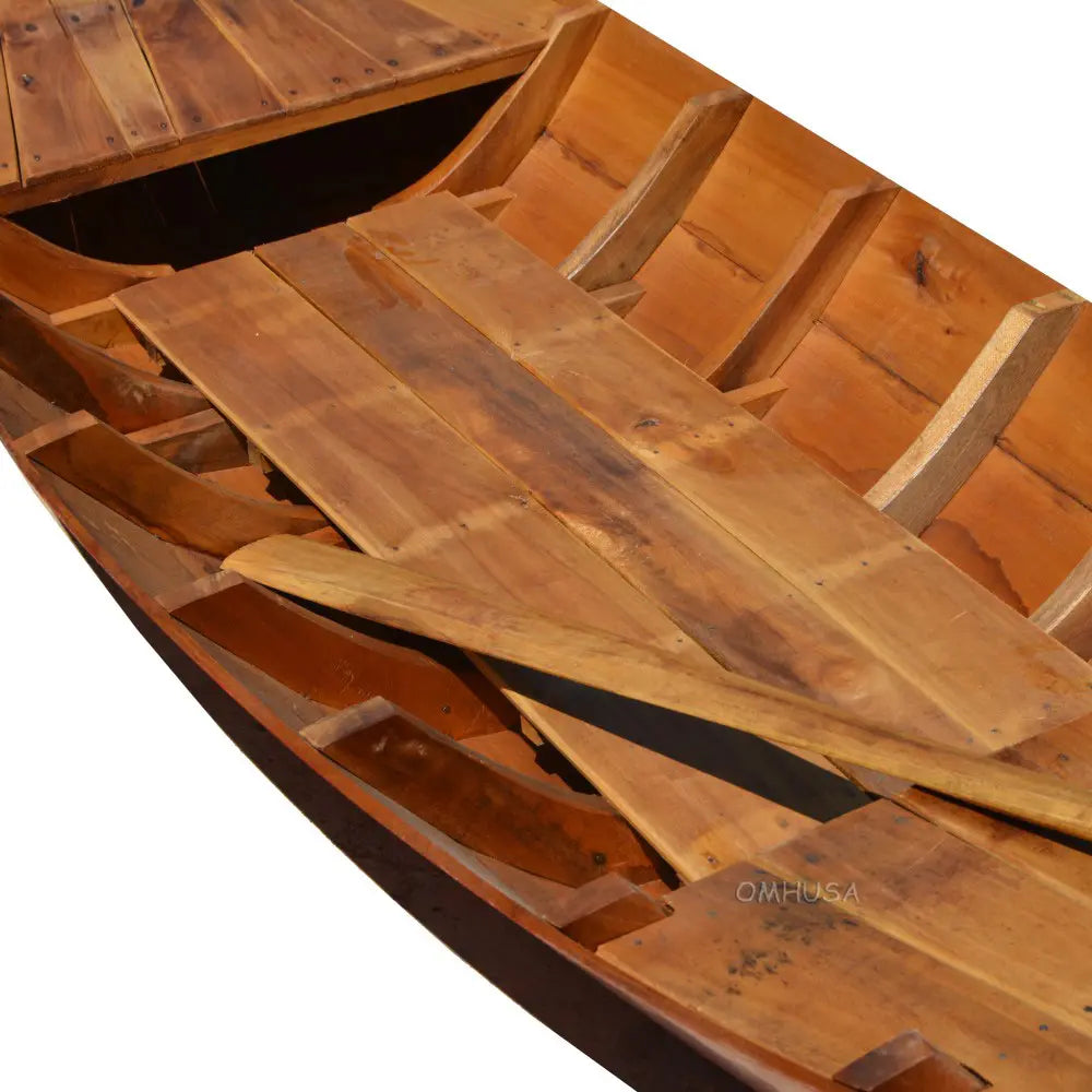 South East Asia Sampan Boat Red Bottom Thuyen Ba La Tam Ban