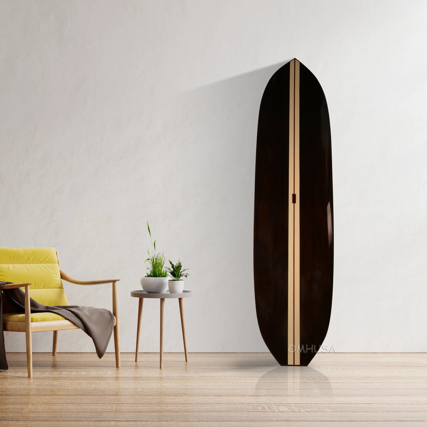 Paddle Board in Dark Painted Wood 11ft with 1 fin