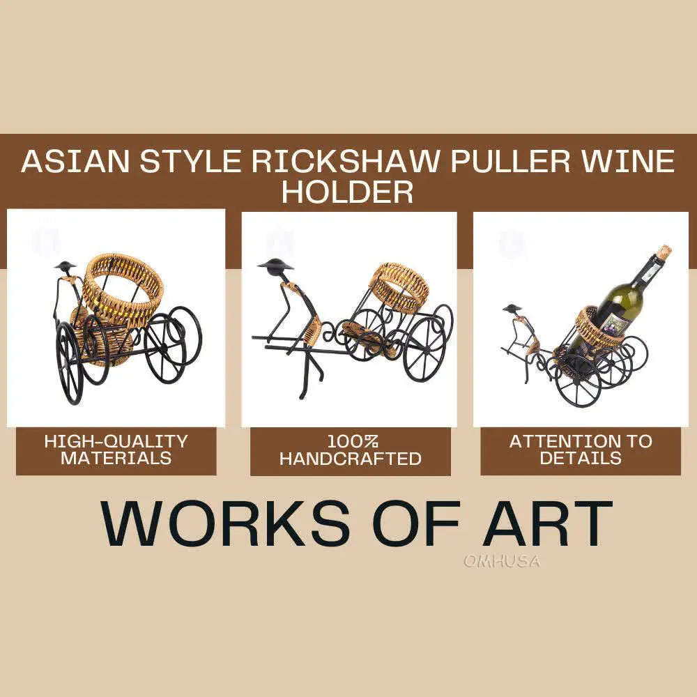 Asian Style Rickshaw Puller Wine Holder