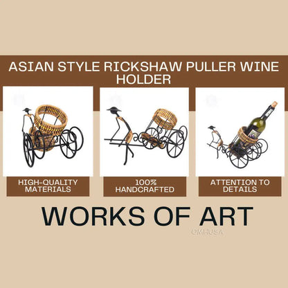 Asian Style Rickshaw Puller Wine Holder