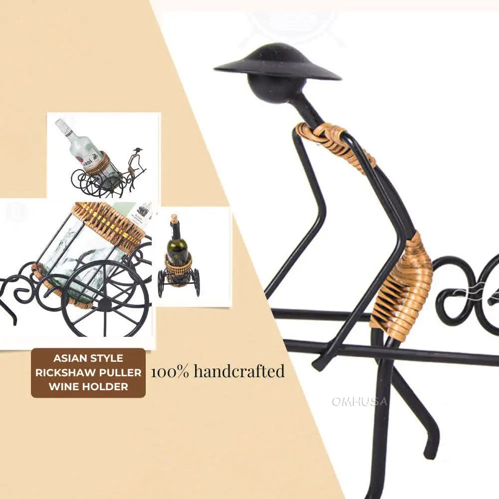 Asian Style Rickshaw Puller Wine Holder