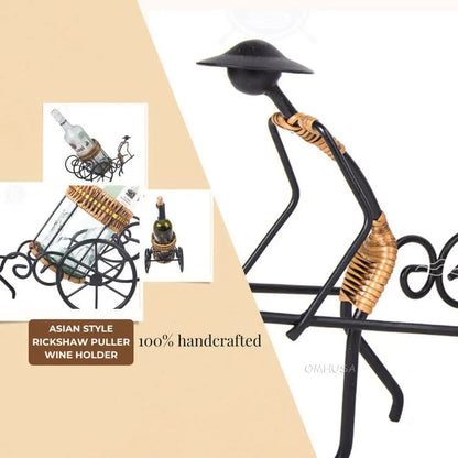 Asian Style Rickshaw Puller Wine Holder