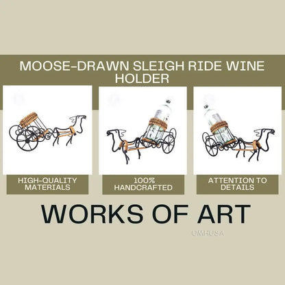 Moose-Drawn Sleigh Ride Wine Holder