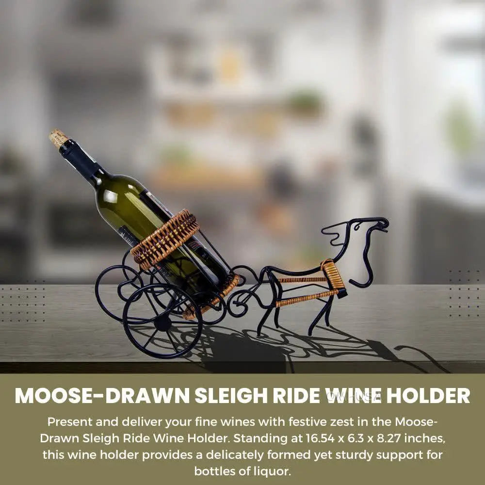 Moose-Drawn Sleigh Ride Wine Holder