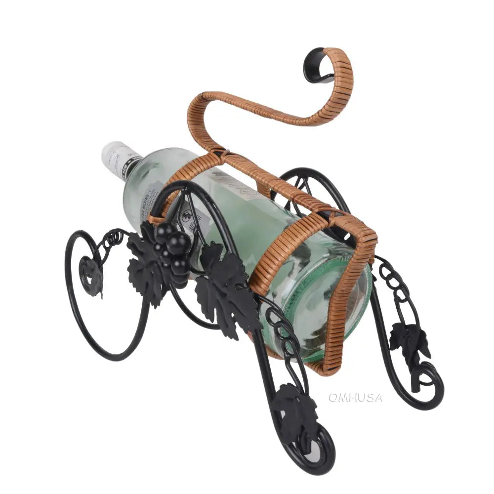 On the Vine Embellished Metal Carriage Wine Holder