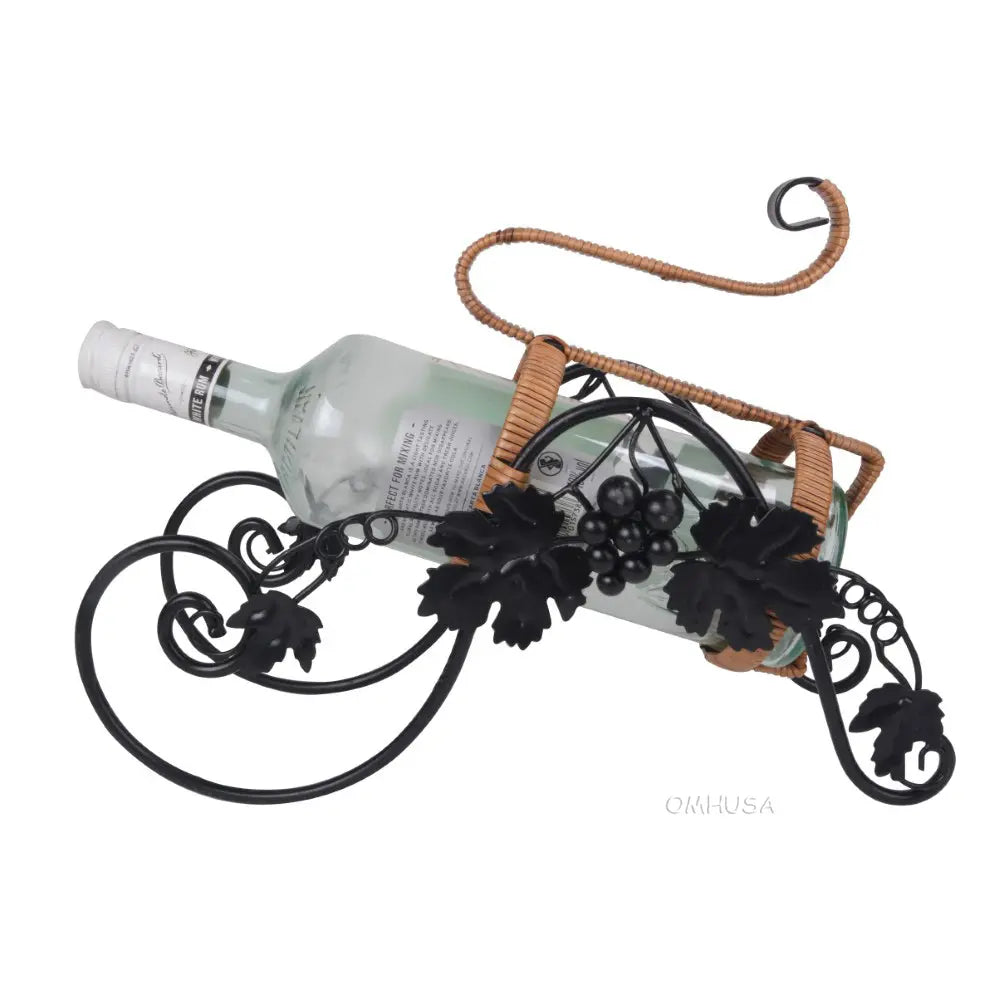 On the Vine Embellished Metal Carriage Wine Holder