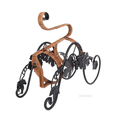 On the Vine Embellished Metal Carriage Wine Holder