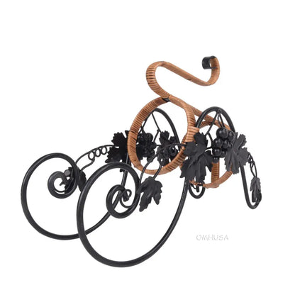 On the Vine Embellished Metal Carriage Wine Holder