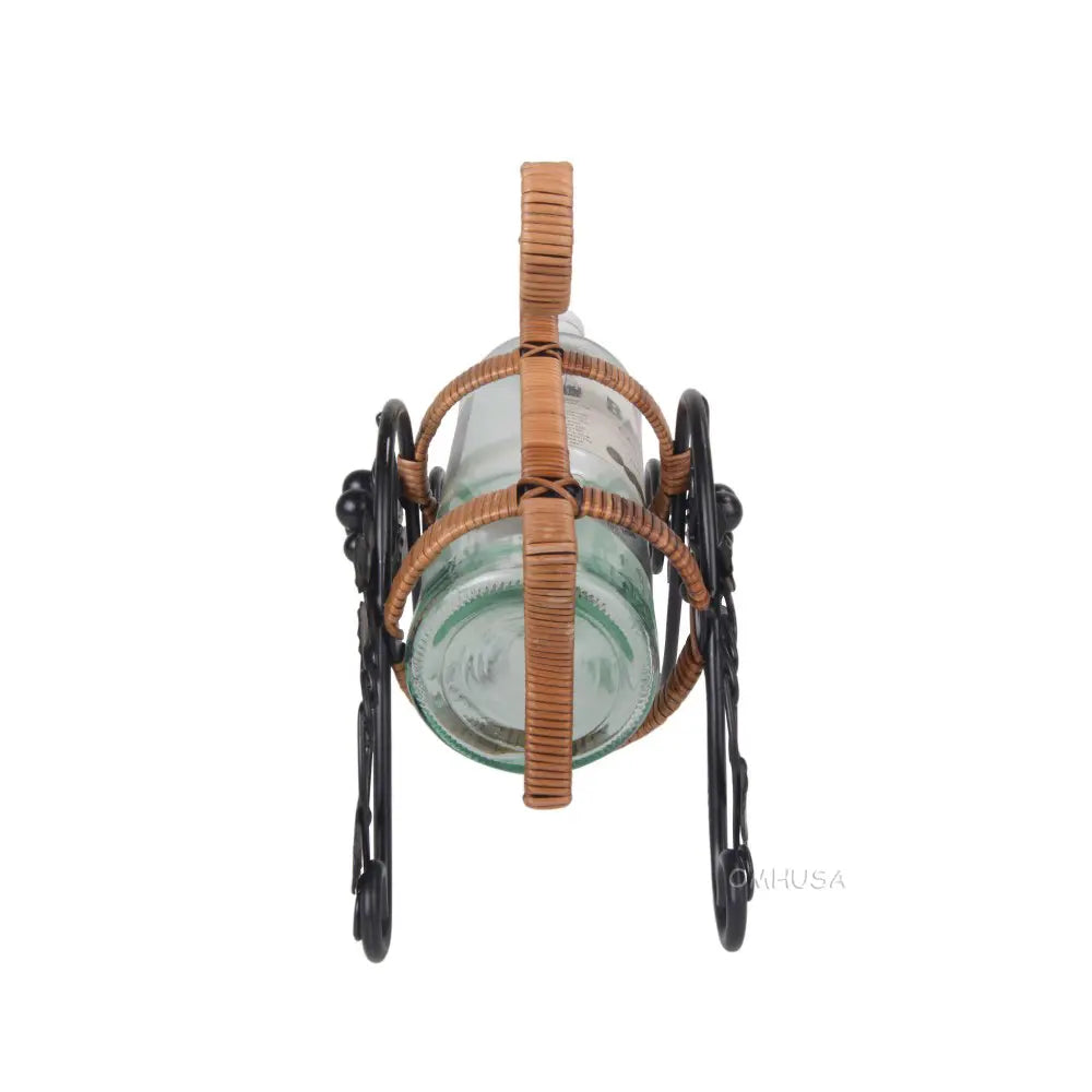 On the Vine Embellished Metal Carriage Wine Holder