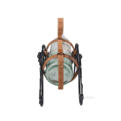 On the Vine Embellished Metal Carriage Wine Holder