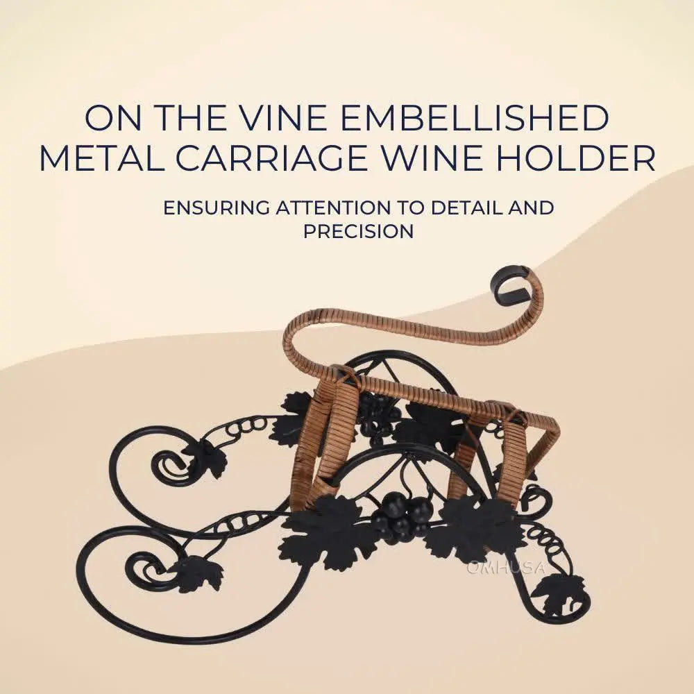 On the Vine Embellished Metal Carriage Wine Holder
