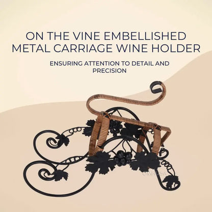On the Vine Embellished Metal Carriage Wine Holder