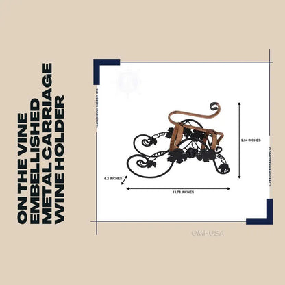 On the Vine Embellished Metal Carriage Wine Holder