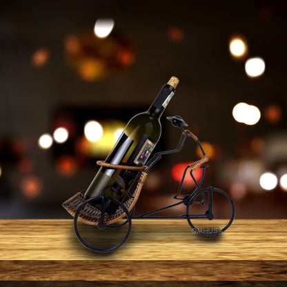 Asian Style Rickshaw Cyclist Wine Holder
