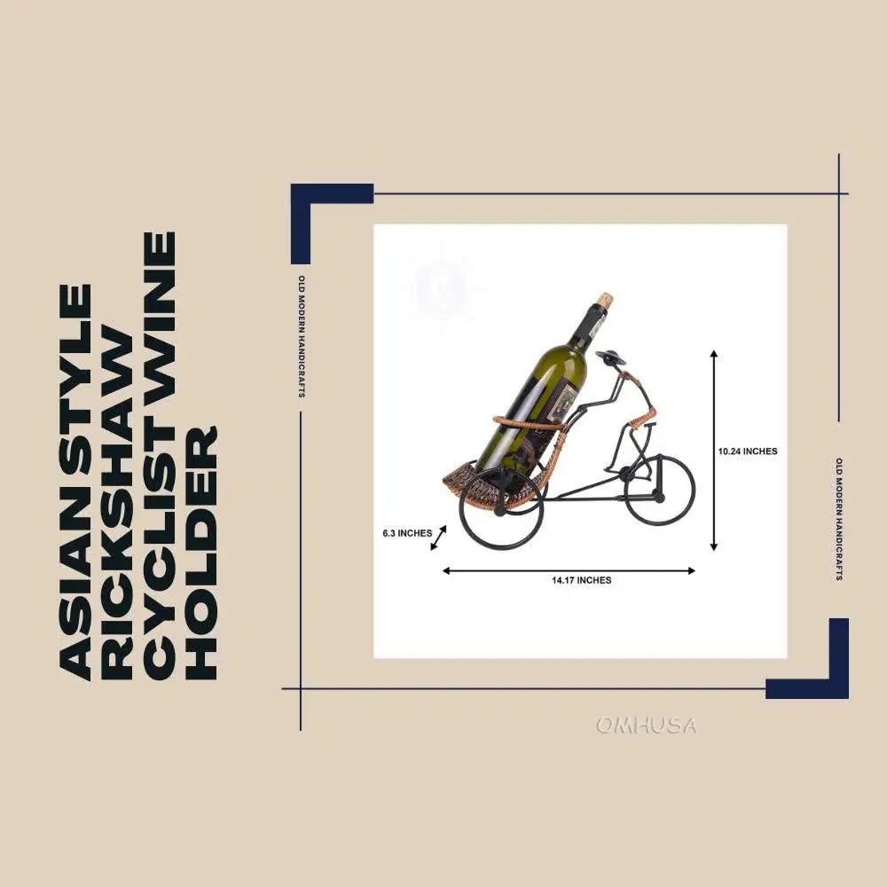 Asian Style Rickshaw Cyclist Wine Holder