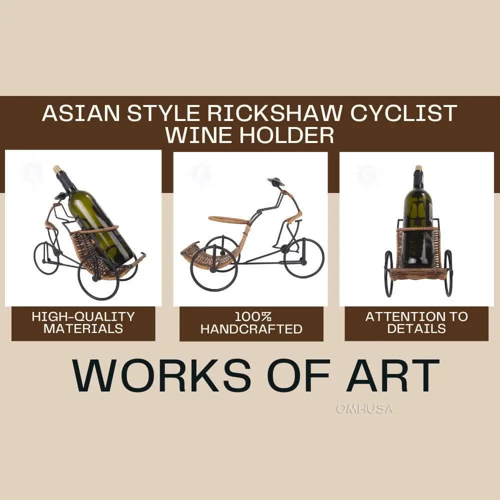 Asian Style Rickshaw Cyclist Wine Holder