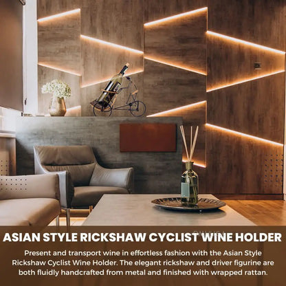 Asian Style Rickshaw Cyclist Wine Holder