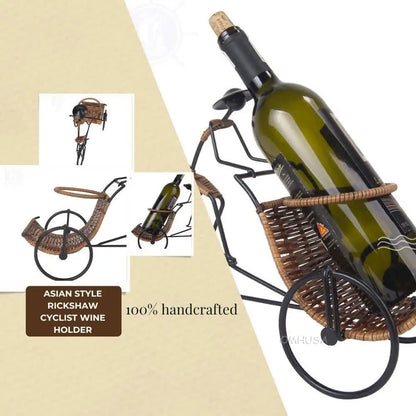 Asian Style Rickshaw Cyclist Wine Holder
